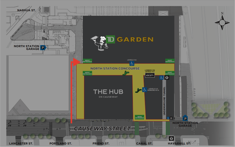 Map showing Garden Slice location inside North Station